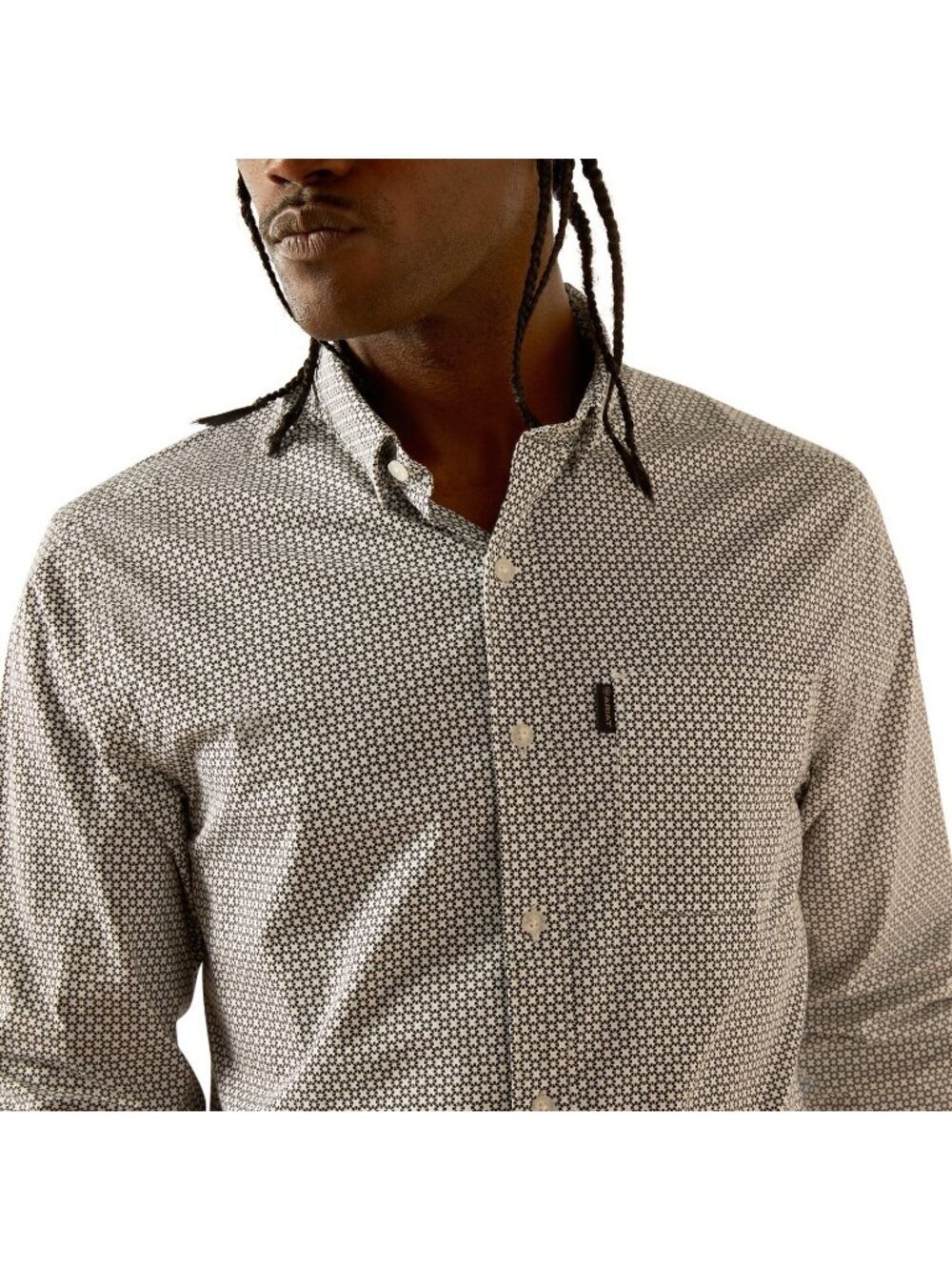 Ariat Men's MD Long Sleeve Meyer Modern Fit Print Button Shirt White 10054853